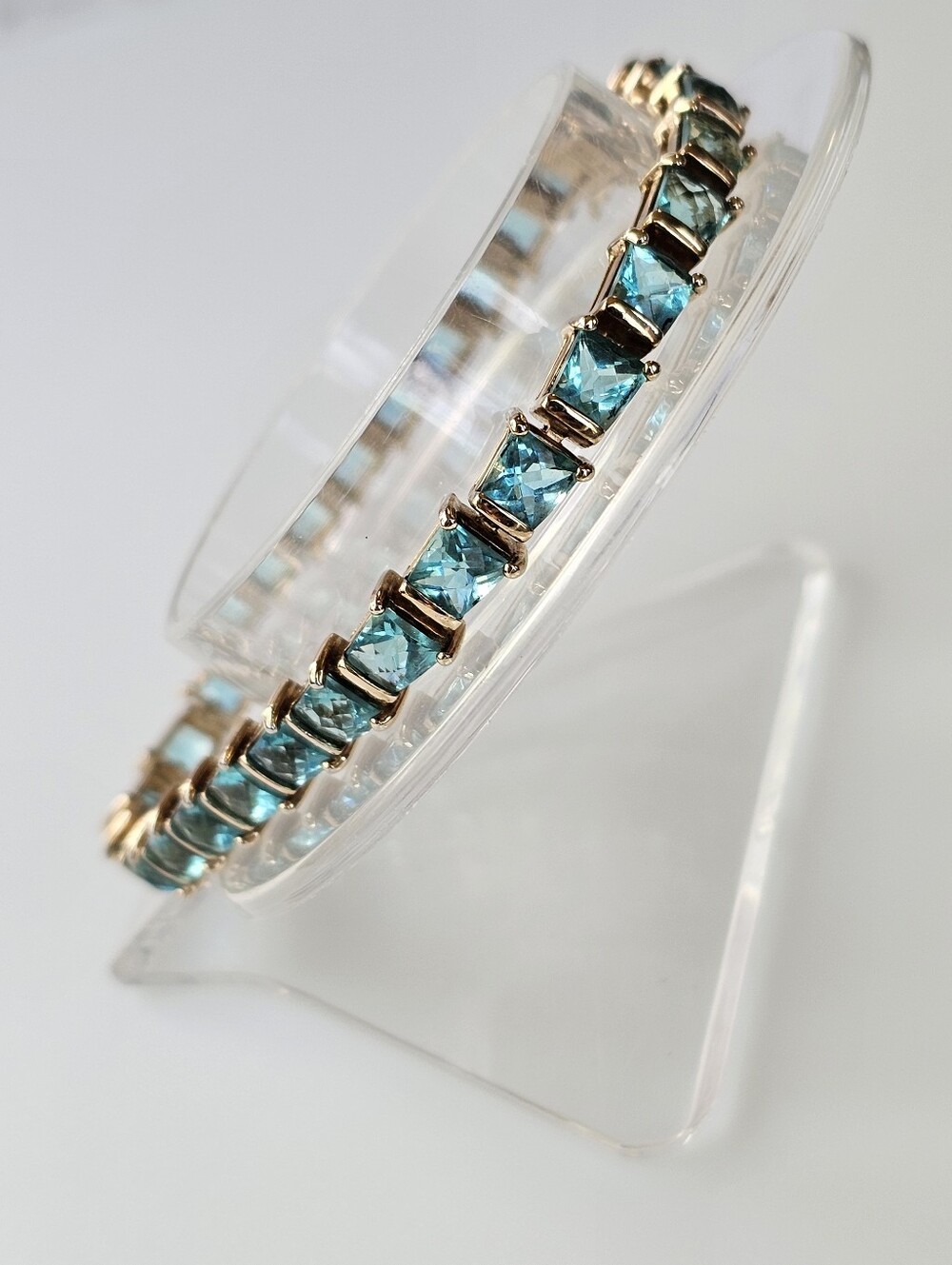 Paraiba Tourmaline Created Ring & Tennis Bracelet 14K Yellow Gold Vermeil! - Picture 10 of 10